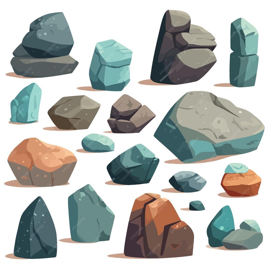 Set of stones Image of various isolated stones or minerals Vector ... Set of stones Image of various isolated stones or minerals Vector ...